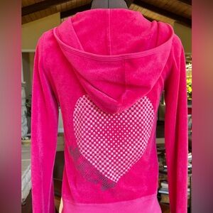 EUC Juicy Couture Y2K terry cloth Zip Up Hoodie fuschia dark pink S
